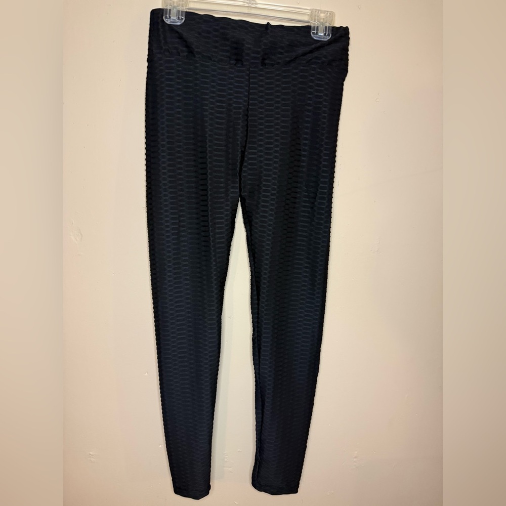 Black Textured Athletic Leggings